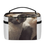 Cat Print  All-Over Print Leather Cosmetic Bag