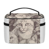 Cat Print  All-Over Print Leather Cosmetic Bag