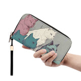 Cat Print  Leather Zipper Wristlet Wallet