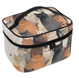 Cat Print  All-Over Print Leather Cosmetic Bag