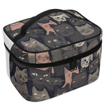 Cat Print  All-Over Print Leather Cosmetic Bag