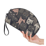 Cat Print  Curved Cosmetic Bag