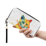 Cat Print  Leather Zipper Wristlet Wallet