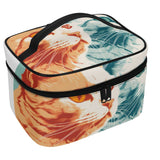 Cat Print  All-Over Print Leather Cosmetic Bag