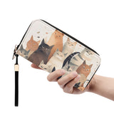 Cat Print  Leather Zipper Wristlet Wallet