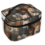 Cat Print  All-Over Print Leather Cosmetic Bag