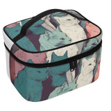 Cat Print  All-Over Print Leather Cosmetic Bag