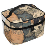 Cat Print  All-Over Print Leather Cosmetic Bag