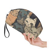 Cat Print  Curved Cosmetic Bag