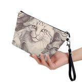 Cat Print  Zipper Sling Make Up Bag