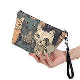 Cat Print  Zipper Sling Make Up Bag