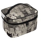 Cat Print  All-Over Print Leather Cosmetic Bag