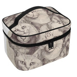 Cat Print  All-Over Print Leather Cosmetic Bag