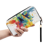 Cat Print  Leather Zipper Wristlet Wallet