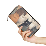 Cat Print  PU Leather Zipper Wallet