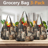 Cat Print  3 Pack of Grocery Bags