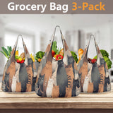 Cat Print  3 Pack of Grocery Bags