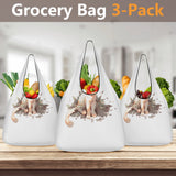 Cat Print  3 Pack of Grocery Bags