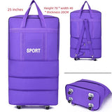 Luggage Bag With Wheels Expandable Folding Oxford Trolley Suitcase