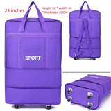 Luggage Bag With Wheels Expandable Folding Oxford Trolley Suitcase