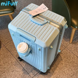 MIFUNY Travel Luggage with Cup Holder Aluminum Frame Suitcase Large