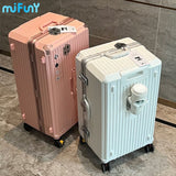 MIFUNY Travel Luggage with Cup Holder Aluminum Frame Suitcase Large