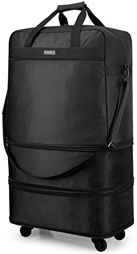 HiPack Multi-use Rolling Trolley Overnight Bag TSA Approved Carry On Dark  Brown 