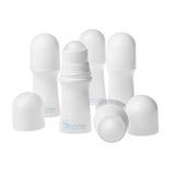 Kloud City Pack of 5 White Large 1 OZ Refillable Empty Plastic Roller Bottles with Roller Balls and