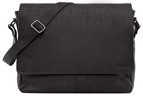 Men's Buffalo Leather Messenger Bag 15 Inch Laptops - Vintage Satchel