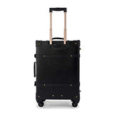 COTRUNKAGE Vintage Pu Leather TSA Lock Mens Hardside Luggage with Aluminum Frame (20", Black)