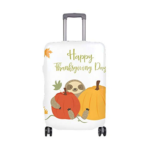 Youth Happy Thanksgiving Sloth Travel Luggage Cover Fit for 22x24 in Luggage (Go Travel)