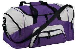 Port & Company Colorblock Sport Duffel, Purple/Grey