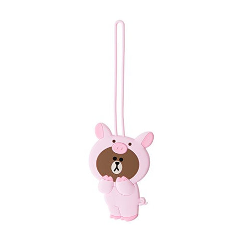 LINE FRIENDS Jungle Brown Silicon Piggy Name Tag One Size Pink