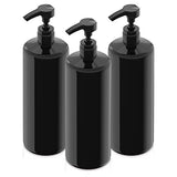 BAR5F Empty Shampoo Bottles with Pump, Black, Great 1 Liter/32 Ounce Refillable Dispensing Containers for Conditioner, Body Wash, Hair Gel, Liquid Soap, DIY, Gloss Finish (Pack of 3)