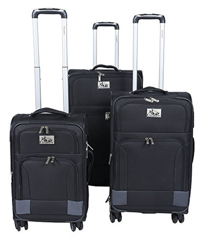 Chariot Naples 3PC Luggage Set Black Grey