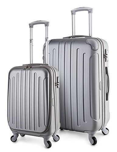 Travelcross Victoria Lightweight Hardshell Spinner Luggage (Silver, 2 ...