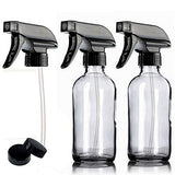 Glass Spray Bottles with Labels, AQwzh Clear Empty Refillable Container with Durable Black Trigger Sprayer w/Mist and Stream Settings for Mixing Essential Oils, Homemade Cleaning Products ect. (clear)