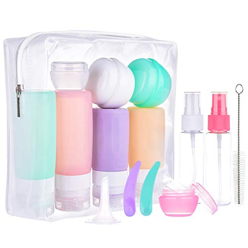 Beveetio 17 Pack Travel Bottles TSA Approved, 3OZ Leakproof Silicone  Refillable Travel Size containers for Toiletries, BPA Free