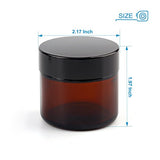 Encheng 15Pack of 2 oz Amber Round Glass Jars, with Inner Liners and black Lids,Empty Cosmetic Containers,Cream jars