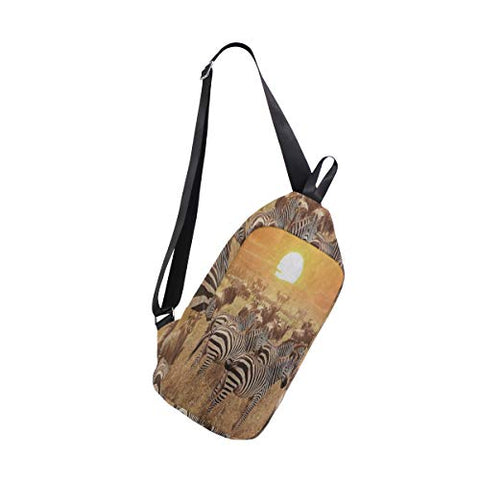 Lovexue Sling Bag Animal Zebra Sunset Fall Grass Womens Chest Shoulder Backpacks Crossbody