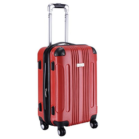 GHP Red 14"Wx10"Thickx20"H 4-Wheel Spinner Lightweight Expandable Trolley Suitcase