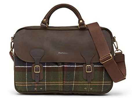 Barbour Tartan Plaid & Waxed Leather Messenger Bag - Classic