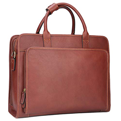 Banuce Full Grains Italian Leather Briefcase for