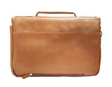 Mancini Triple Compartment Flap 15" Laptop/Tablet Briefcase in Cognac