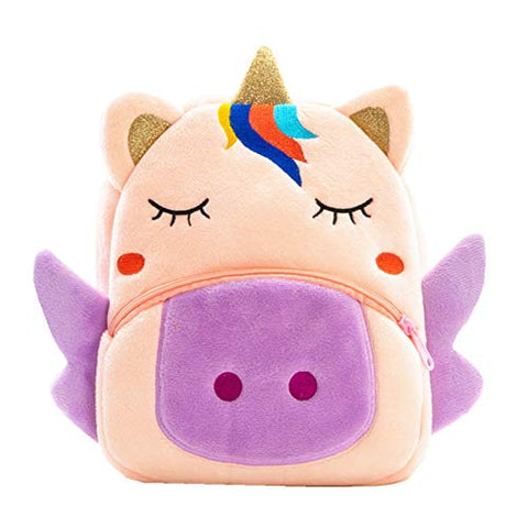 Cute Toddler Backpack Toddler Bag Plush Animal Cartoon Mini Travel Bag for Baby Girl Boy 1-6 Years (Pink Unicorn)