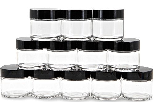 Vivaplex 12 Clear 2 oz Glass Bottles with Lids