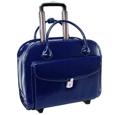 Mcklein Usa Granville Navy 15.6" Leather Wheeled Ladies' Laptop Case (96147A)