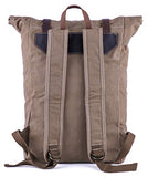 Gootium Roll-top Backpack - Canvas Outdoor Travel Rucksack, Coffee