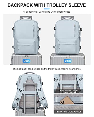  VGCUB Carry on Backpack,Large Travel Backpack for Women Men  Airline Approved Gym Backpack Waterproof Business Laptop Daypack, Light  Blue : Electronics