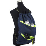 Fuel Dual Zip Sporty Cinch Sling with Durable Chord Straps, Navy Mesh/Neon Yellow Underlay